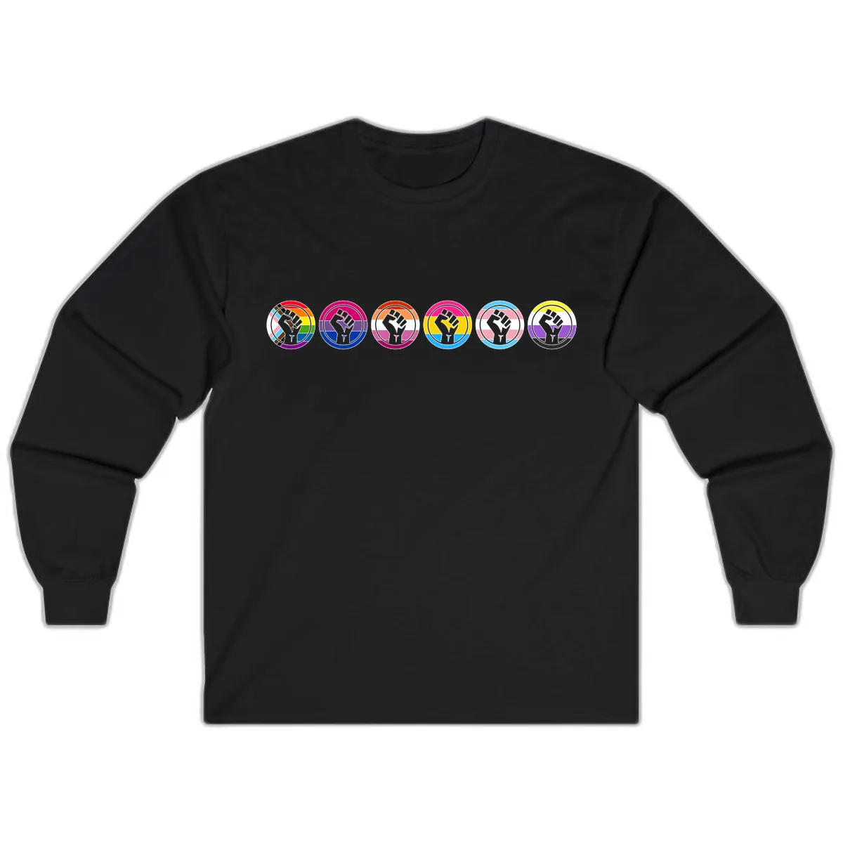 Pride Fist Unity Circle Long Sleeve in Black
