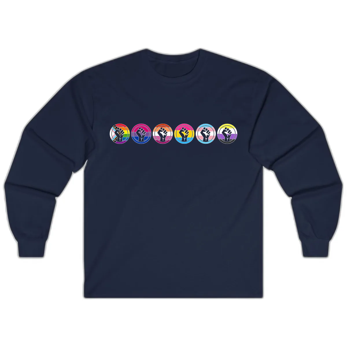 Pride Fist Unity Circle Long Sleeve in Navy