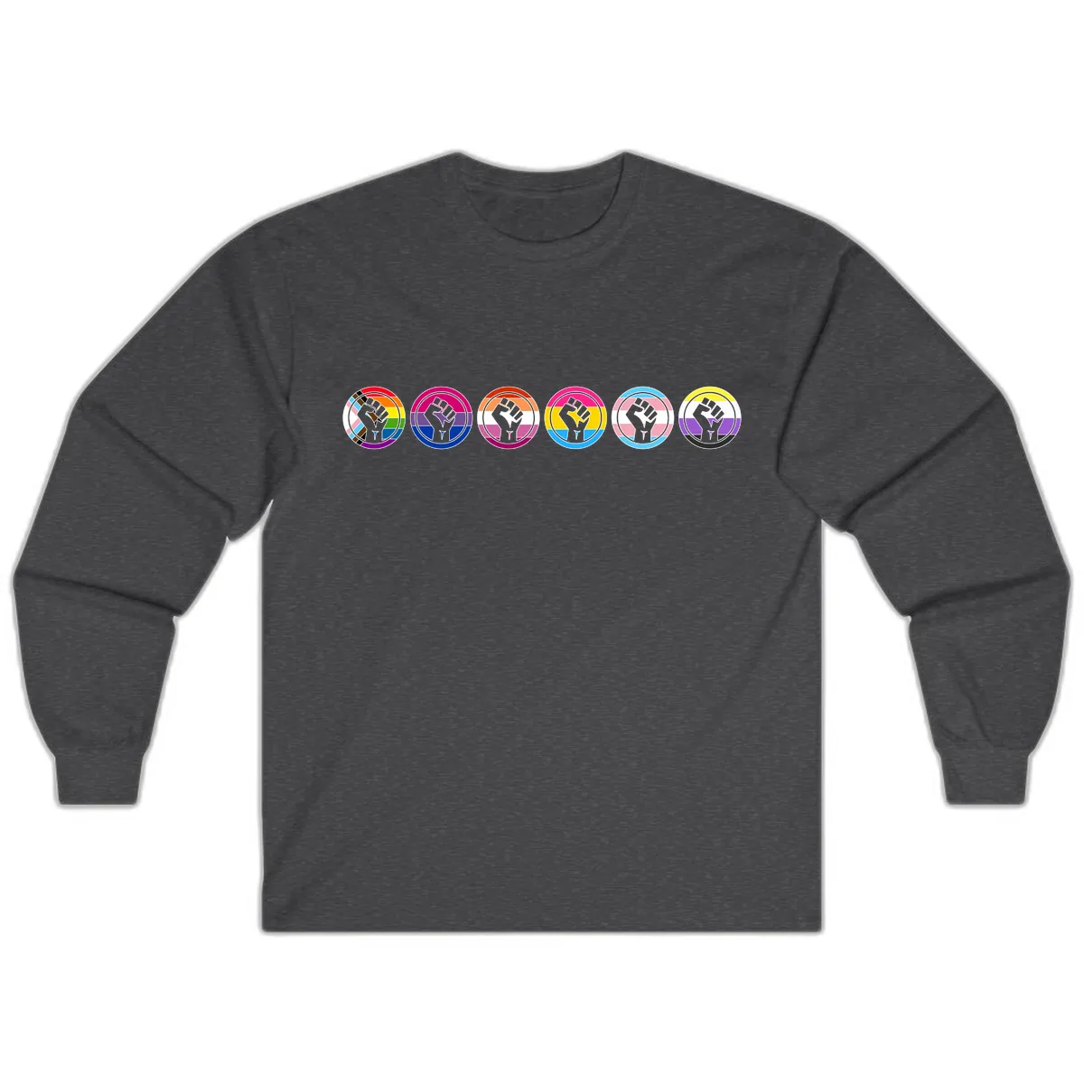 Pride Fist Unity Circle Long Sleeve in Dark Heather