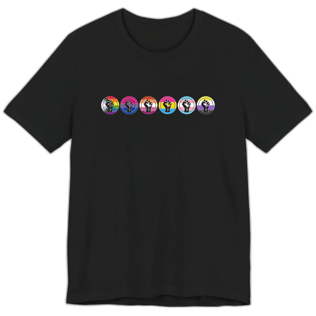 Pride Fist Unity Circle Premium T-Shirt in Black