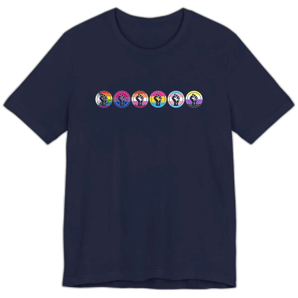 Pride Fist Unity Circle Premium T-Shirt in Navy