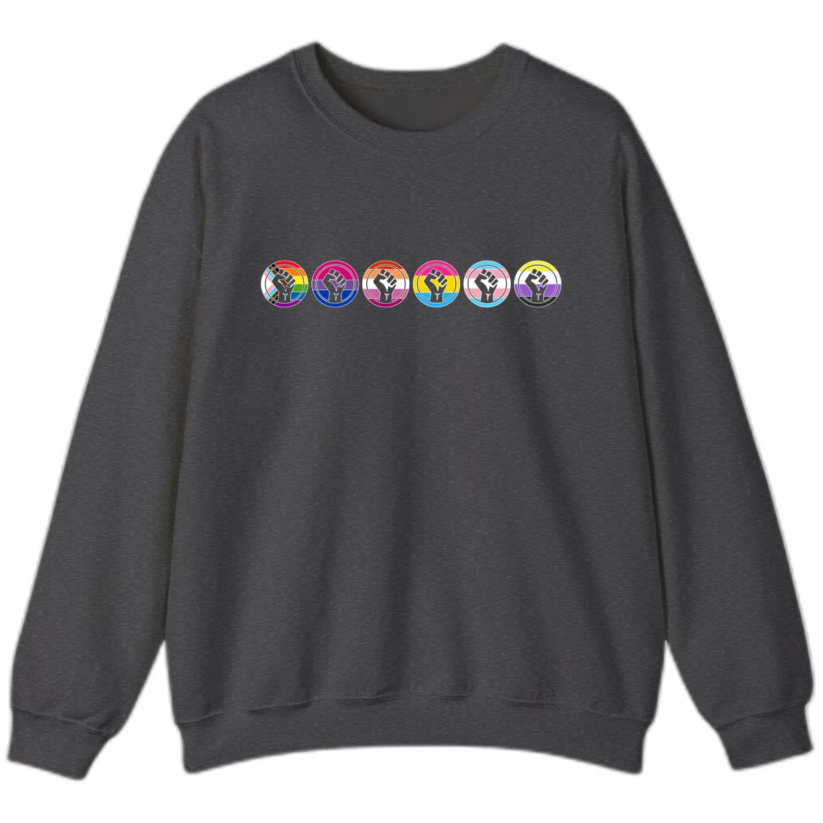 Pride Fist Unity Circle Sweatshirt in Dark Heather
