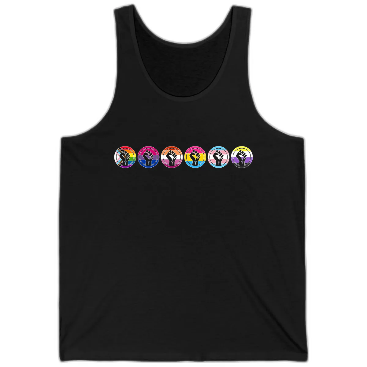 Pride Fist Unity Circle Tank in Black