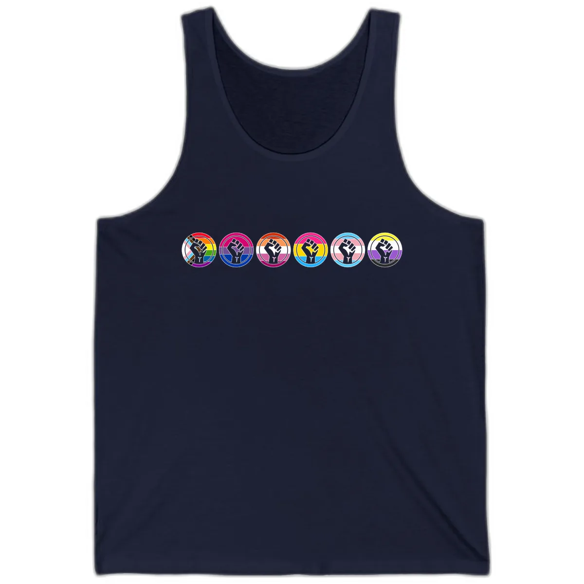 Pride Fist Unity Circle Tank in Navy