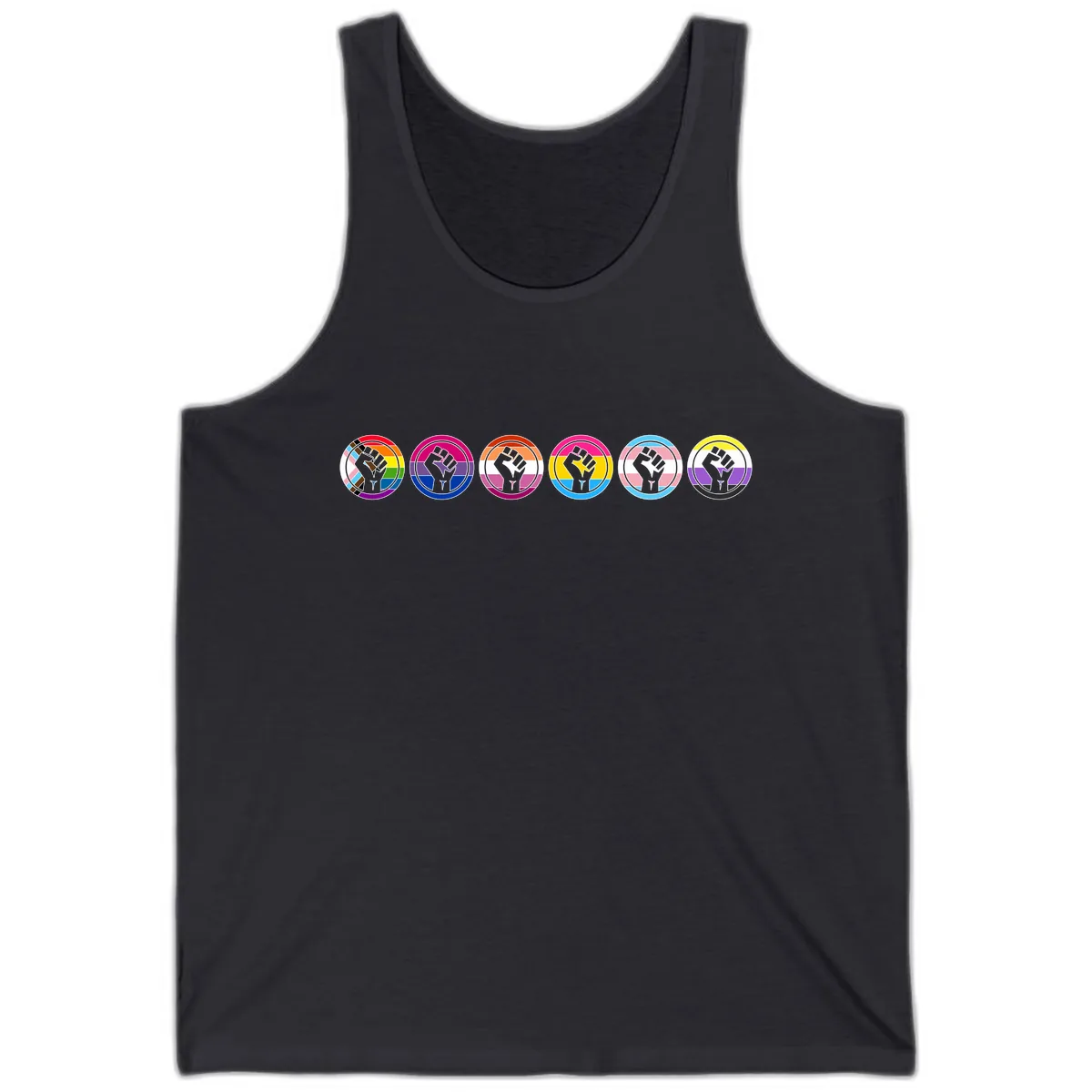 Pride Fist Unity Circle Tank in Dark Grey