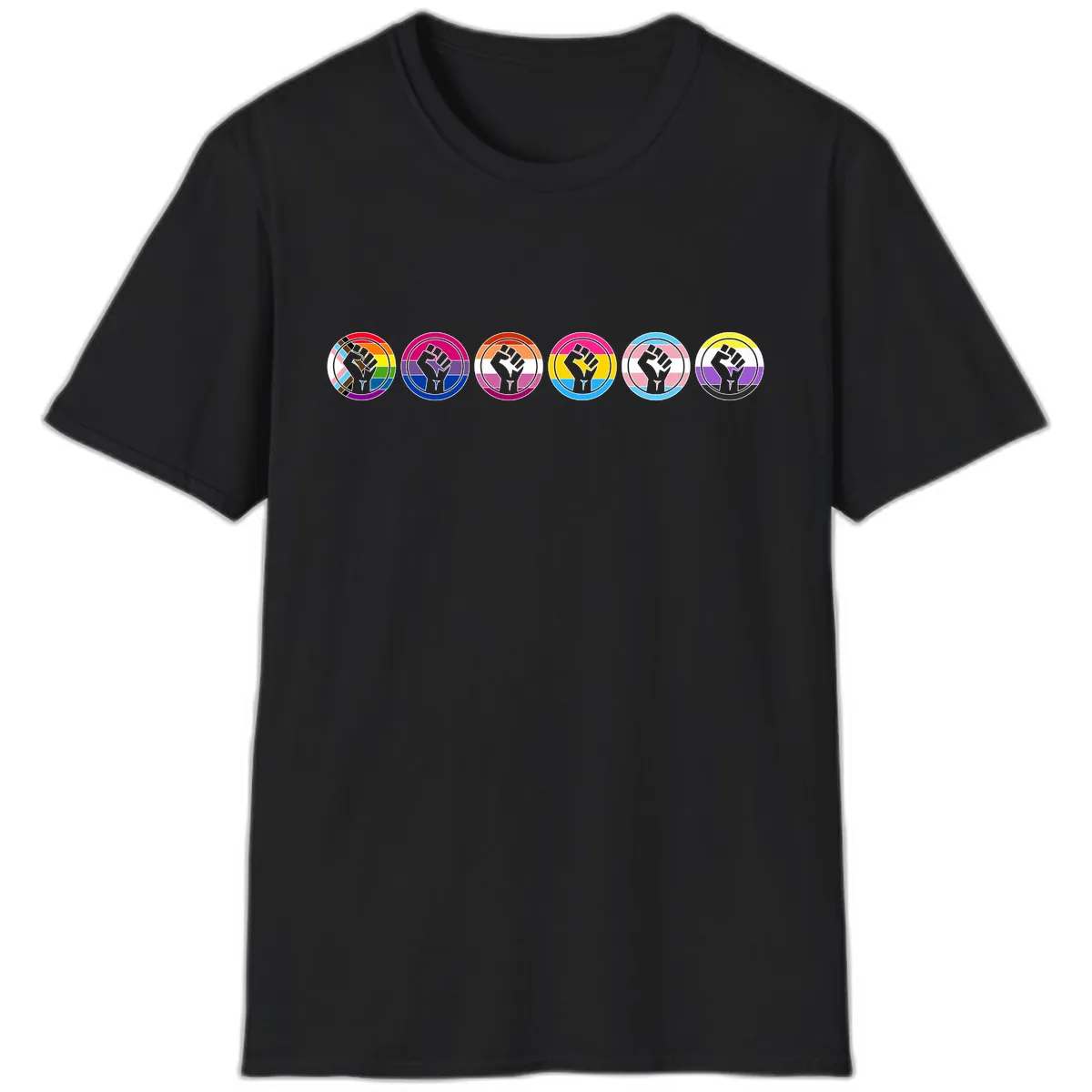 Pride Fist Unity Circle T-Shirt in Black