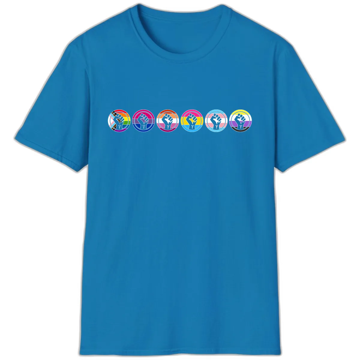 Pride Fist Unity Circle T-Shirt in Sapphire