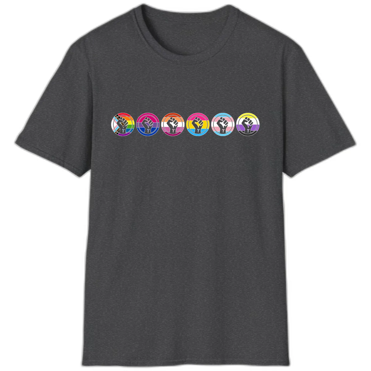 Pride Fist Unity Circle T-Shirt in Dark Heather