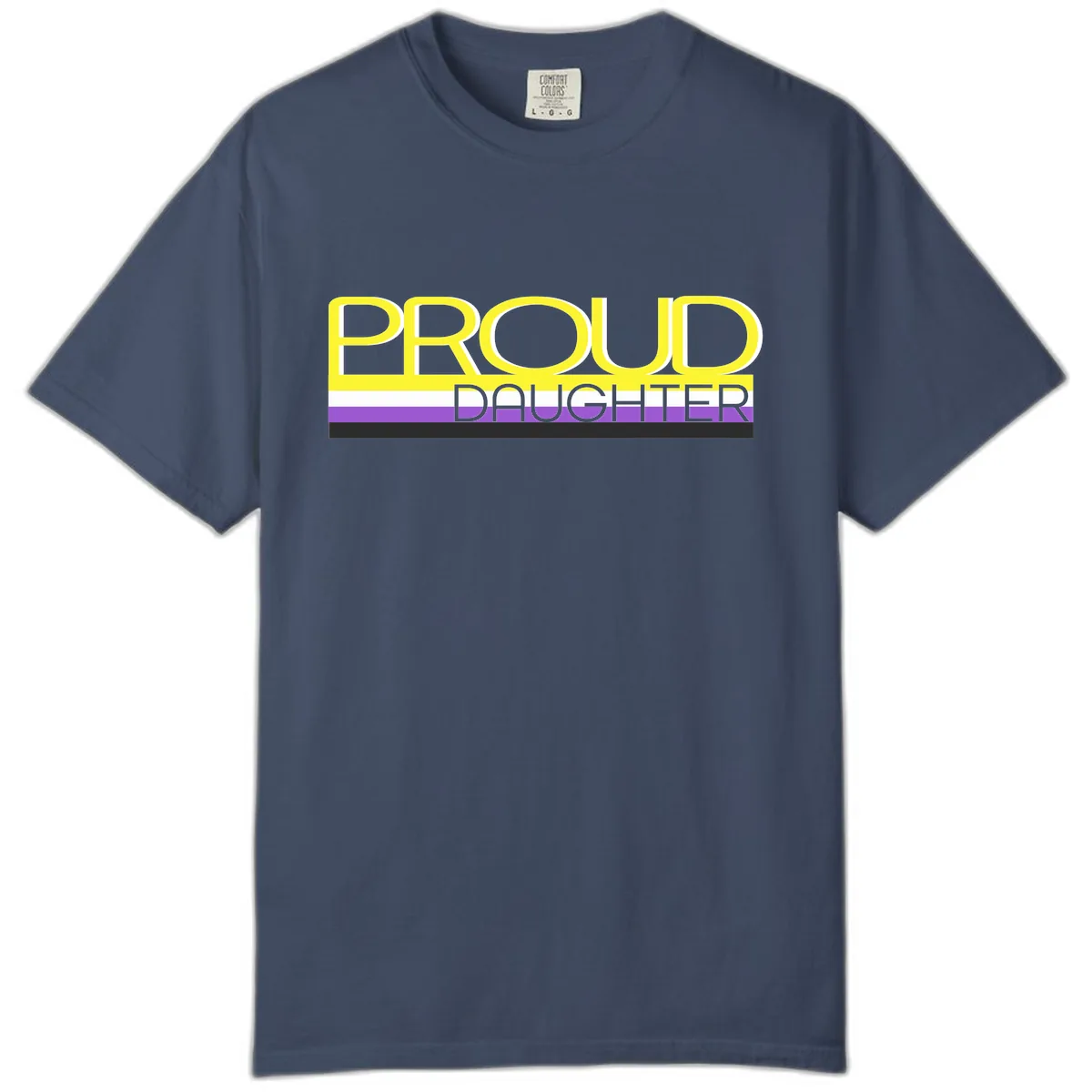 Proud Daughter Pride Flag Design Comfort Color in Midnight