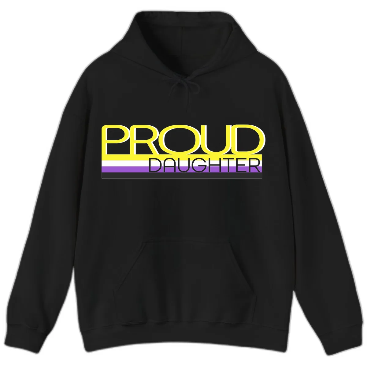 Proud Daughter Pride Flag Design Hoodie in Black