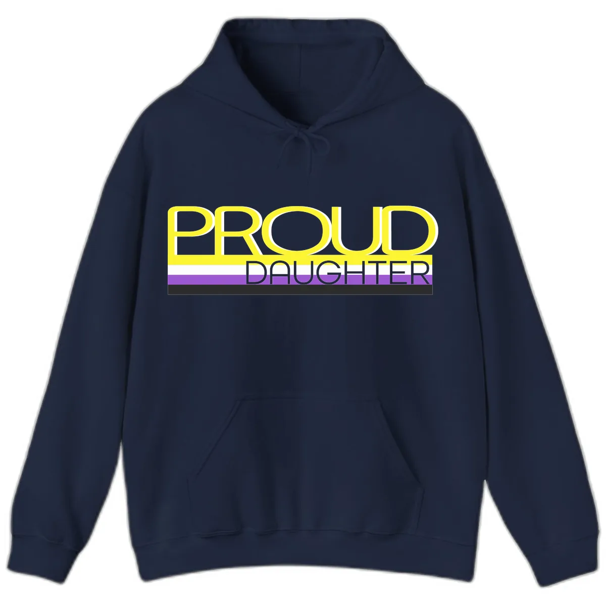 Proud Daughter Pride Flag Design Hoodie in Navy