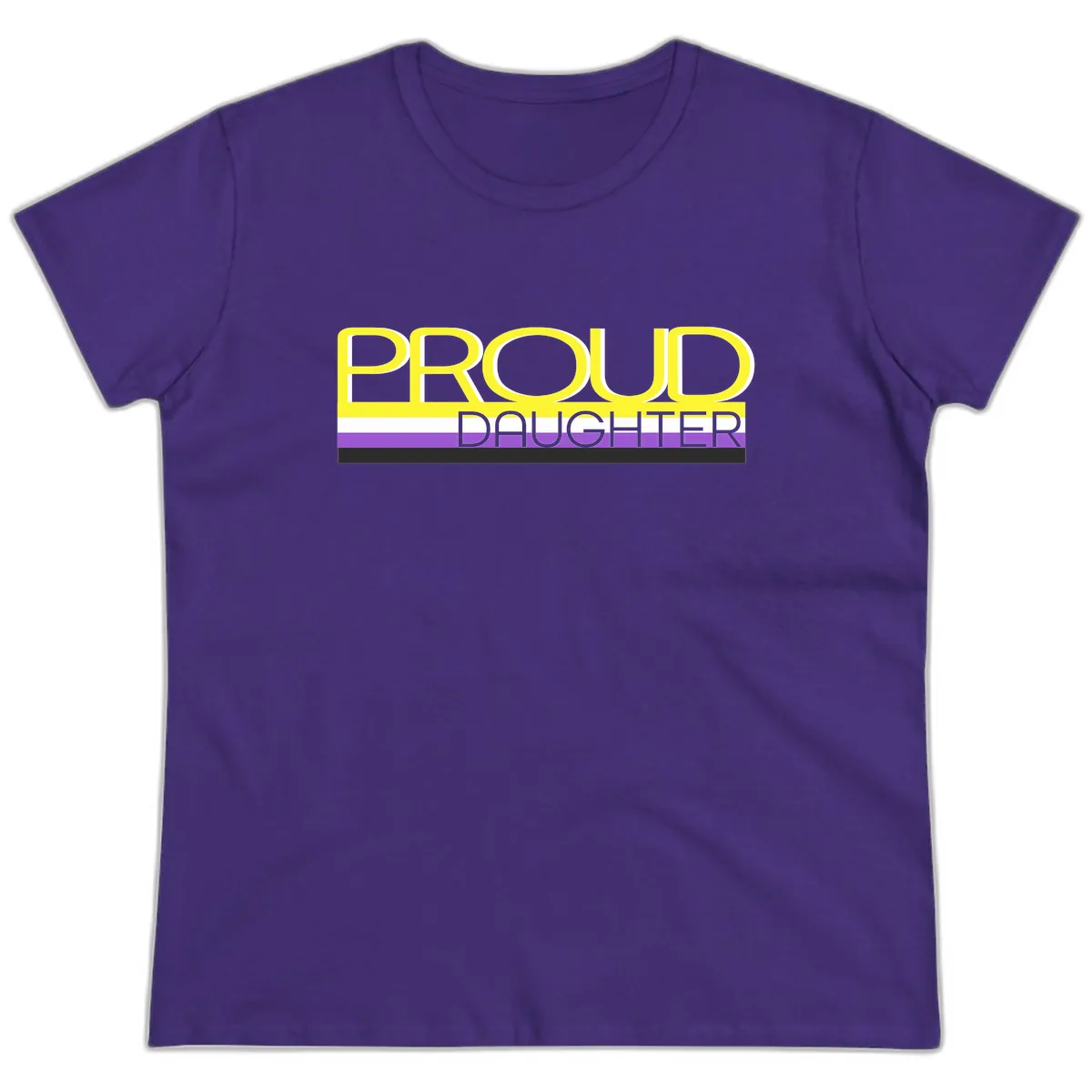 Proud Daughter Pride Flag Design Ladies Tee in Purple