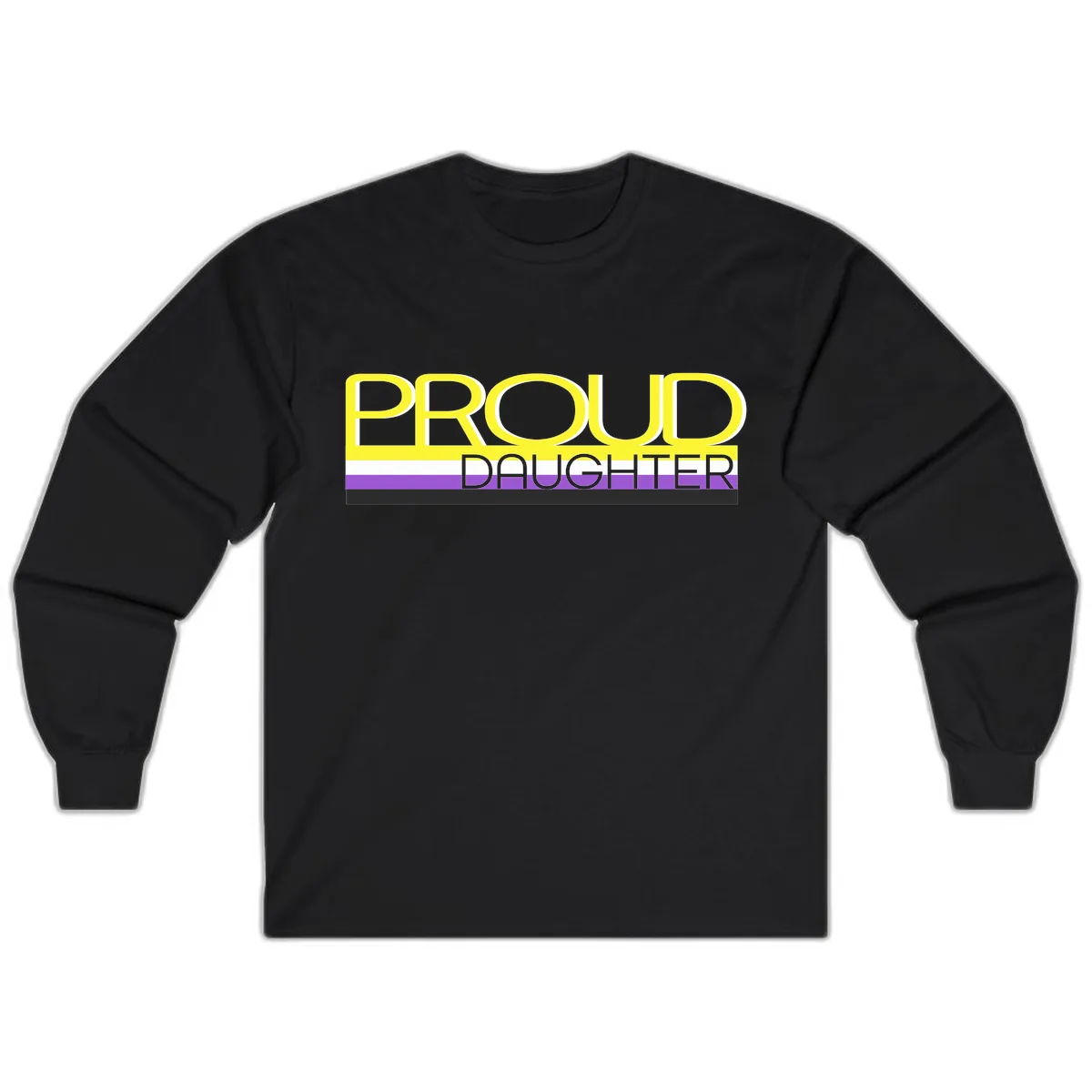 Proud Daughter Pride Flag Design Long Sleeve in Black