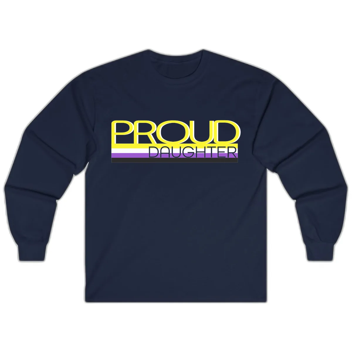 Proud Daughter Pride Flag Design Long Sleeve in Navy