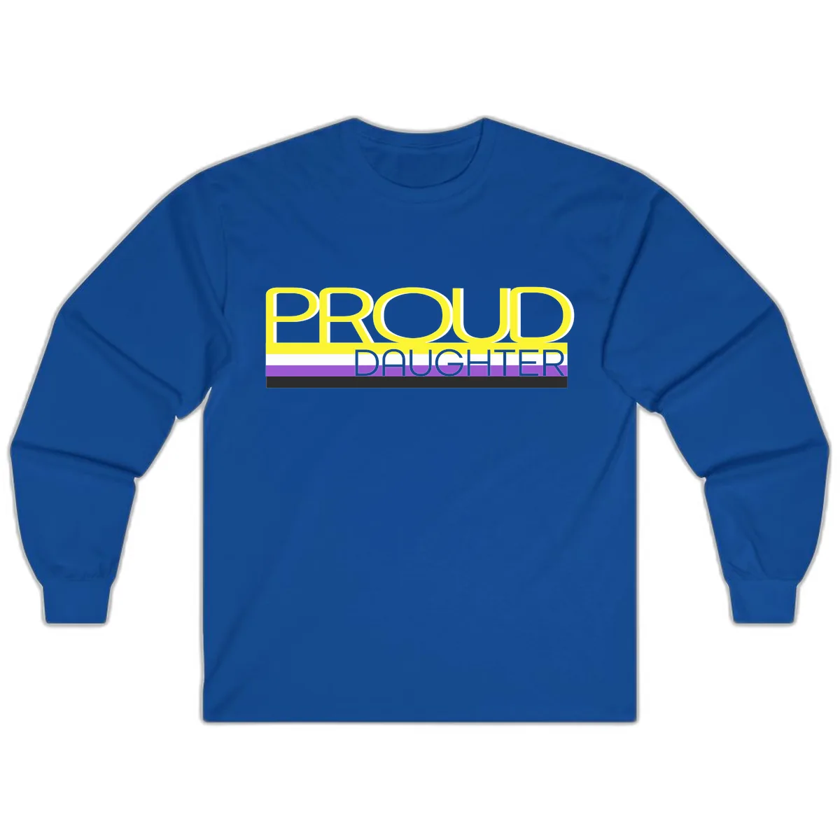 Proud Daughter Pride Flag Design Long Sleeve in Royal
