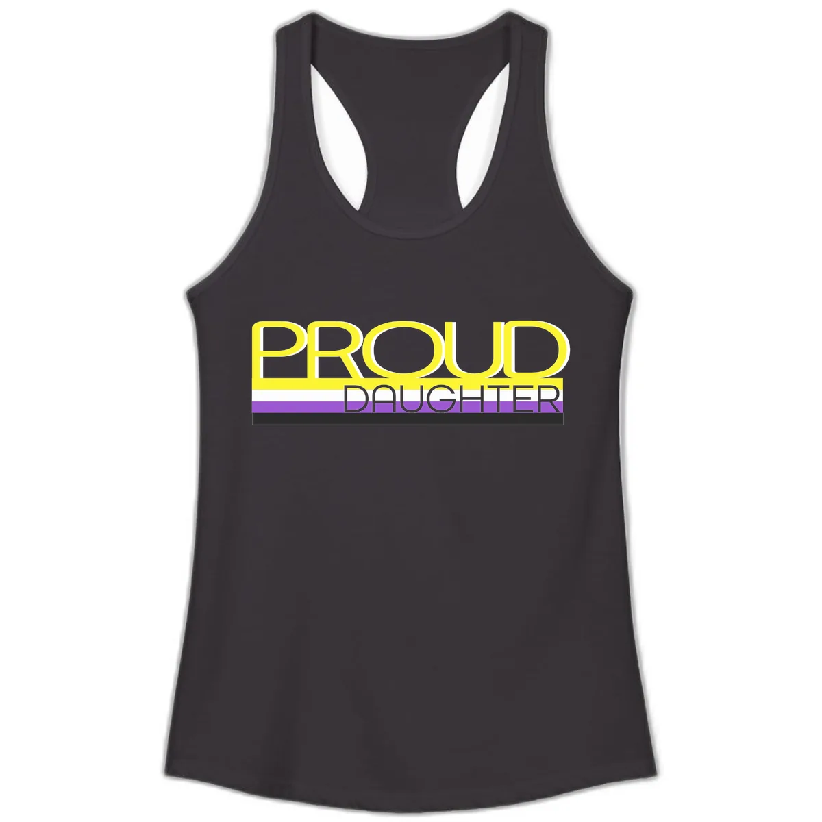 Proud Daughter Pride Flag Design Ladies Tank in Black