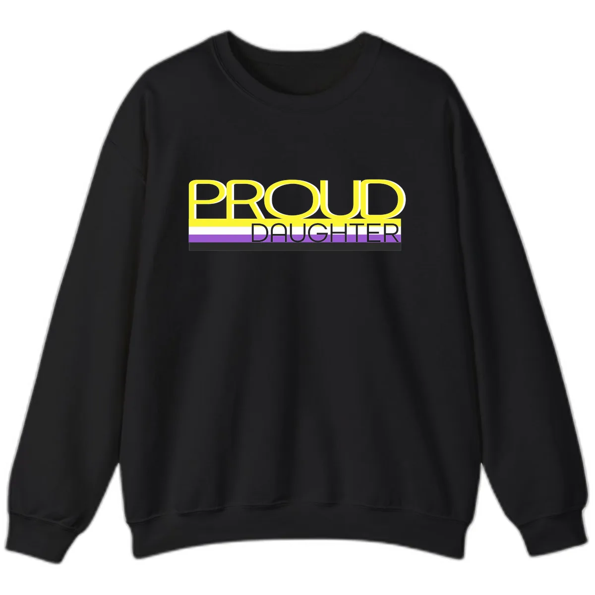 Proud Daughter Pride Flag Design Sweatshirt in Black