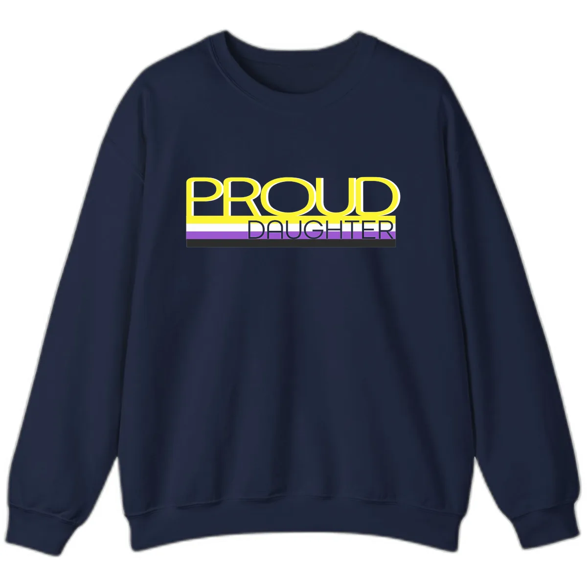 Proud Daughter Pride Flag Design Sweatshirt in Navy
