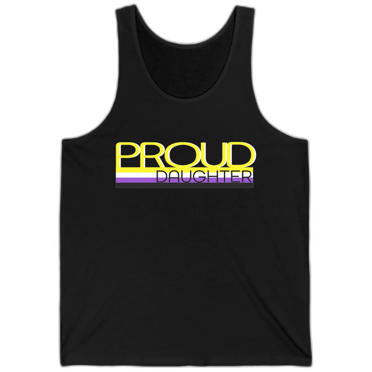 Proud Daughter Pride Flag Design Tank in Black