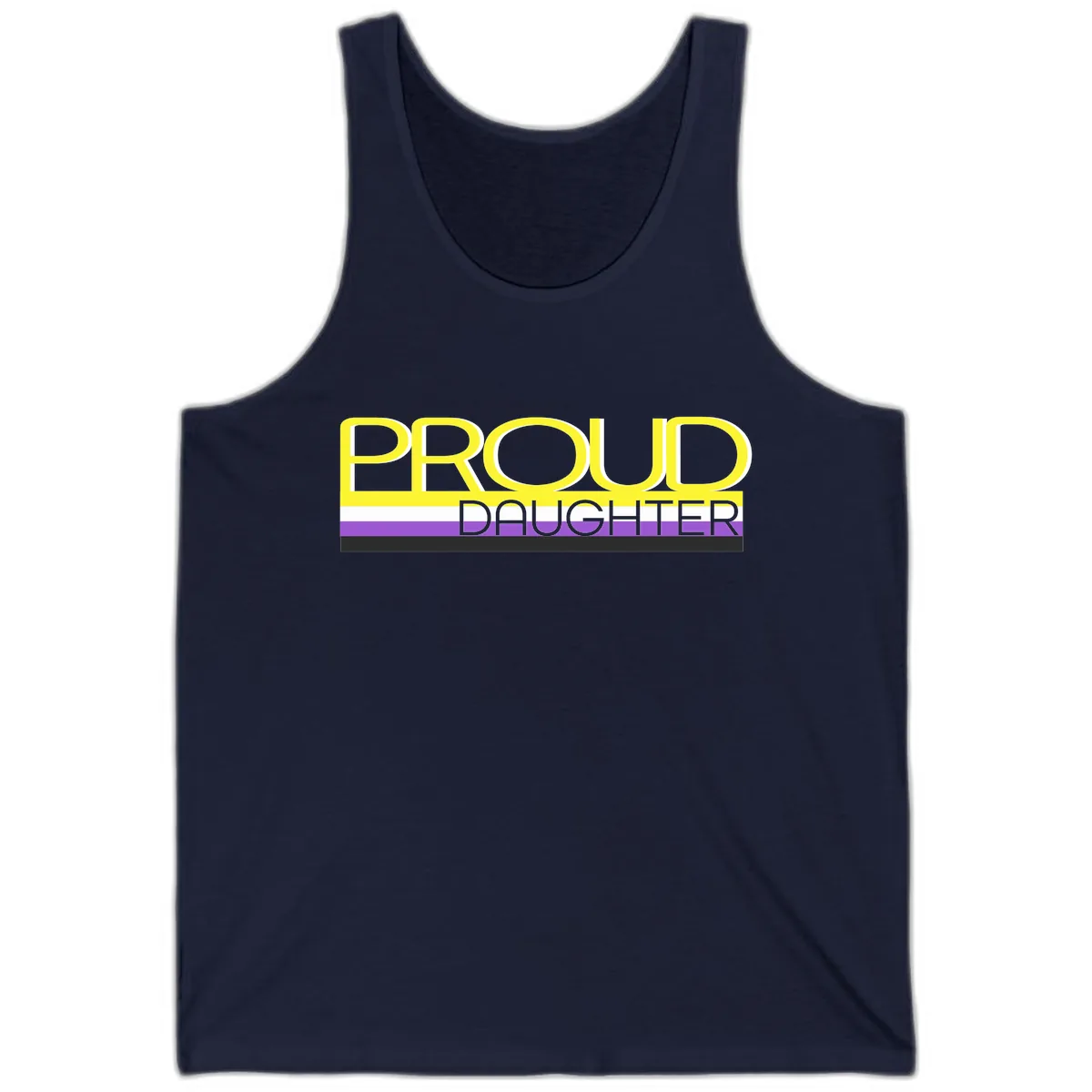 Proud Daughter Pride Flag Design Tank in Navy