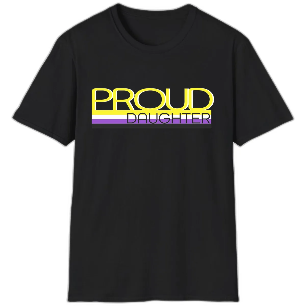 Proud Daughter Pride Flag Design T-Shirt in Black