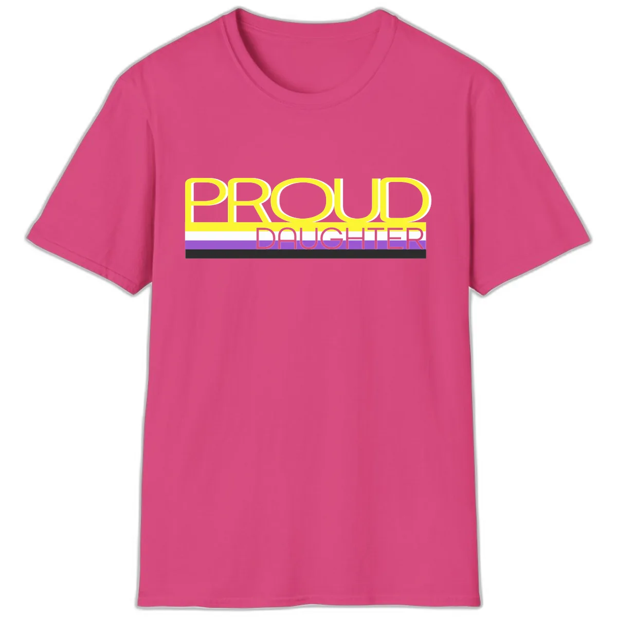 Proud Daughter Pride Flag Design T-Shirt in Heliconia