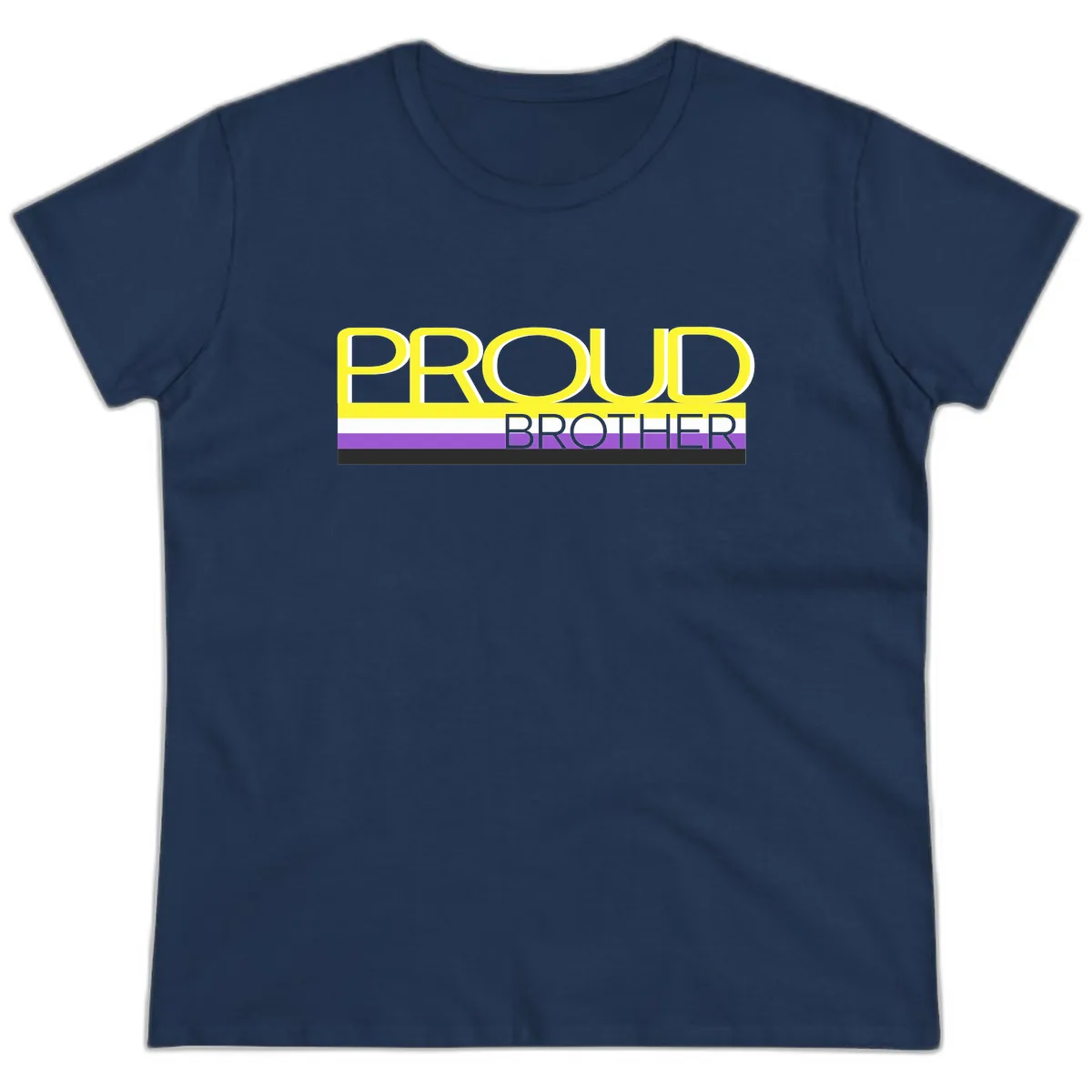 Proud Brother Pride Flag Ladies Tee in Navy
