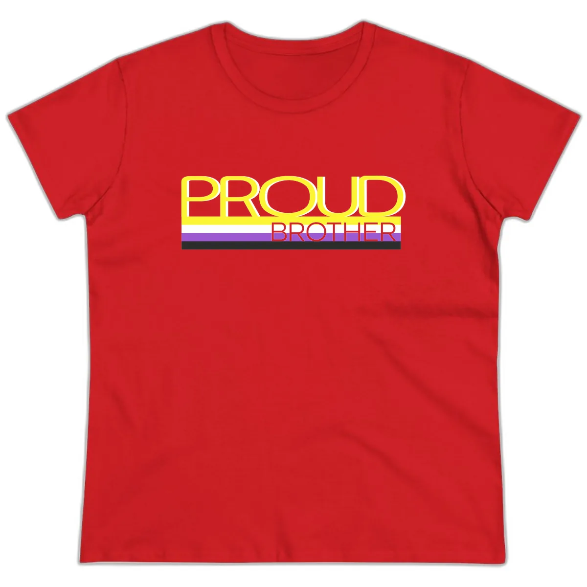 Proud Brother Pride Flag Ladies Tee in Red