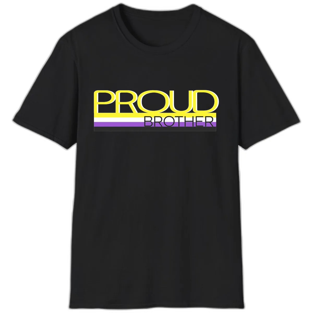 Proud Brother Pride Flag T-Shirt in Black