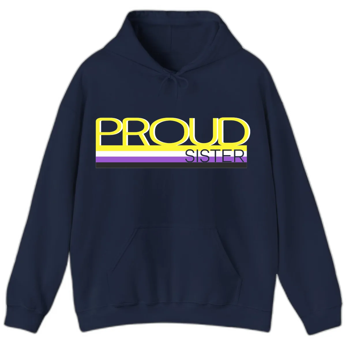 Proud Sister Pride Flag Design Hoodie in Navy