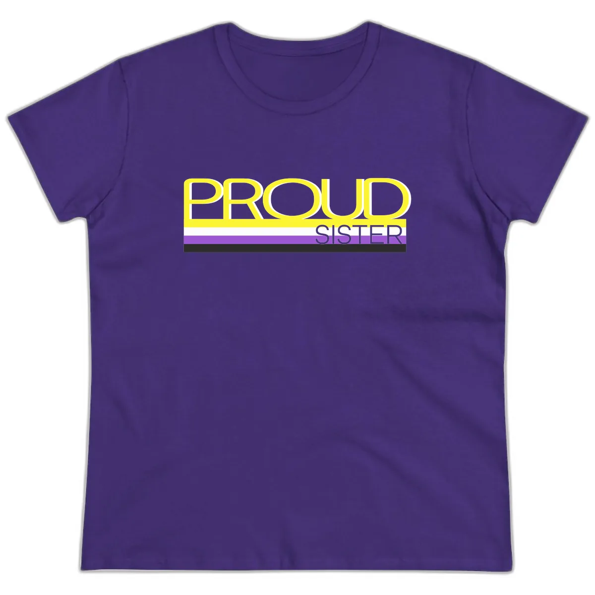 Proud Sister Pride Flag Design Ladies Tee in Purple