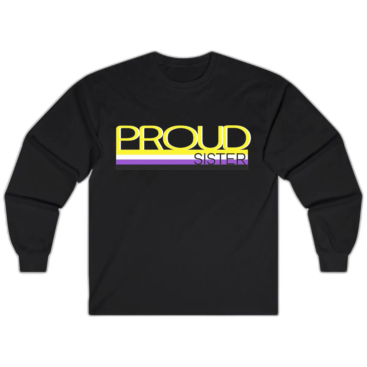 Proud Sister Pride Flag Design Long Sleeve in Black