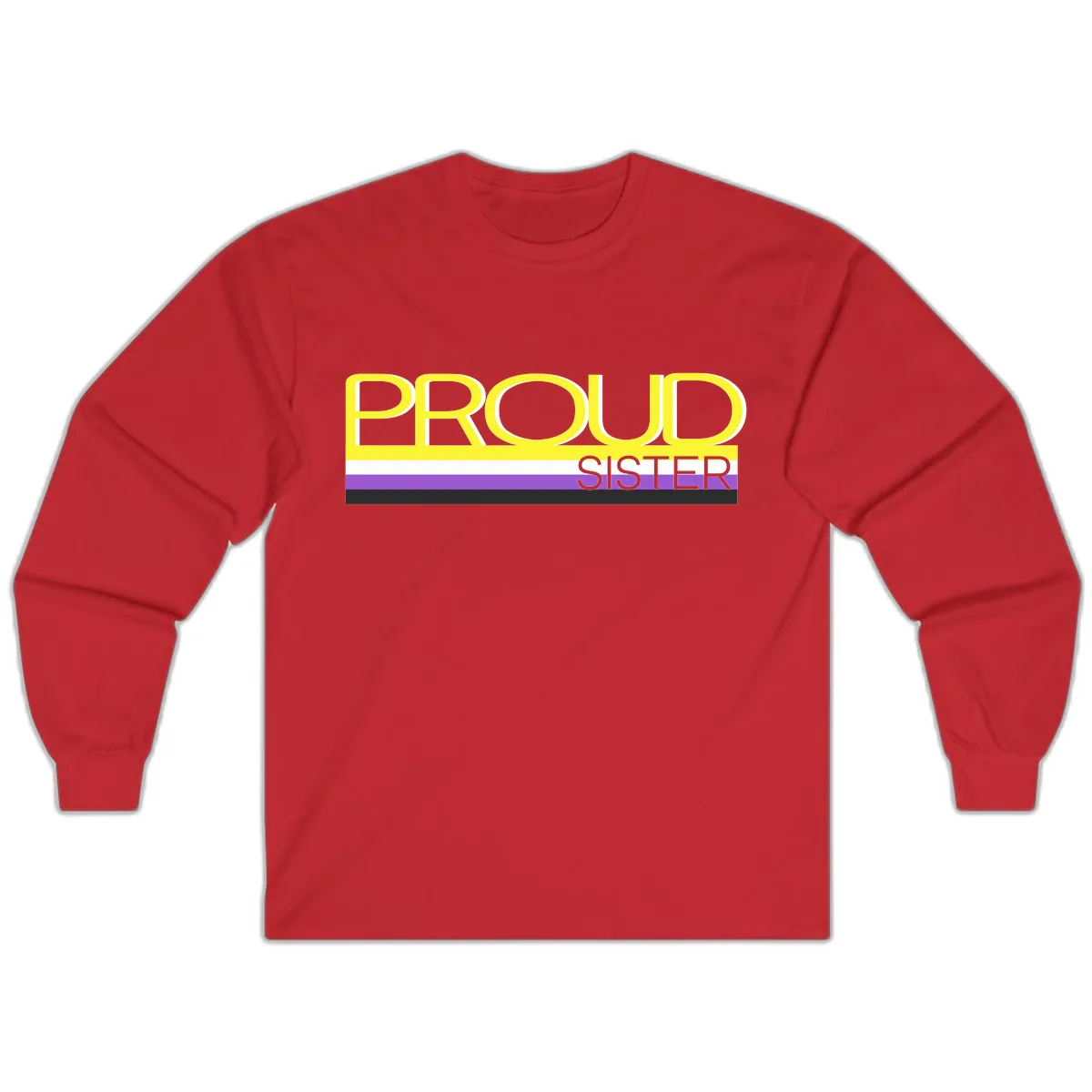 Proud Sister Pride Flag Design Long Sleeve in Red