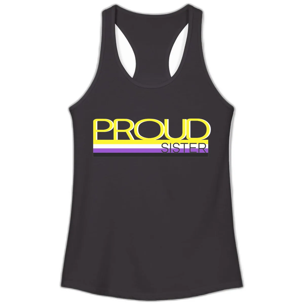 Proud Sister Pride Flag Design Ladies Tank in Black