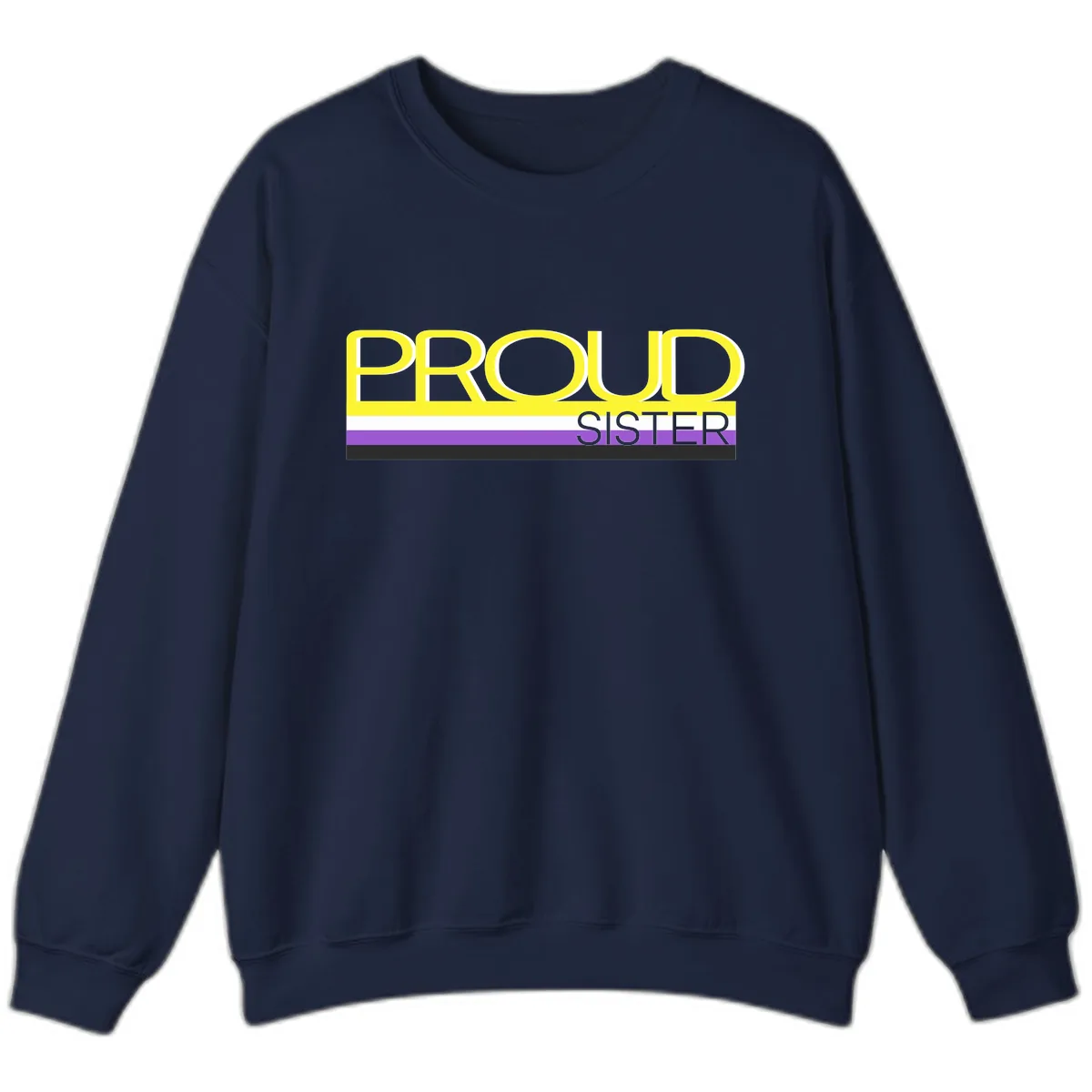 Proud Sister Pride Flag Design Sweatshirt in Navy