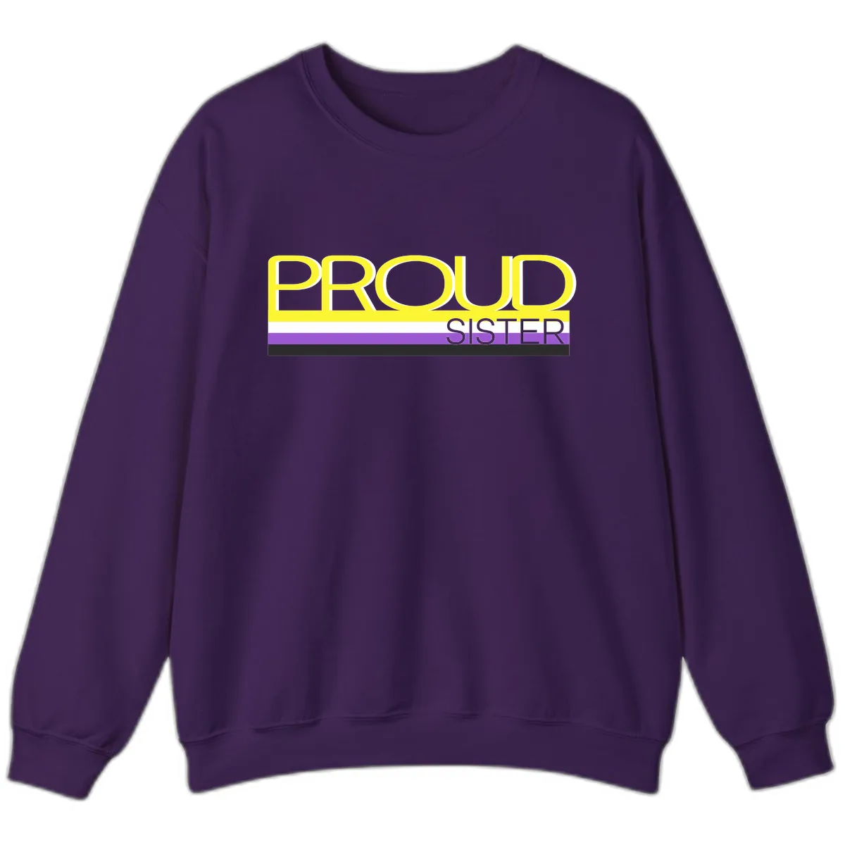 Proud Sister Pride Flag Design Sweatshirt in Purple