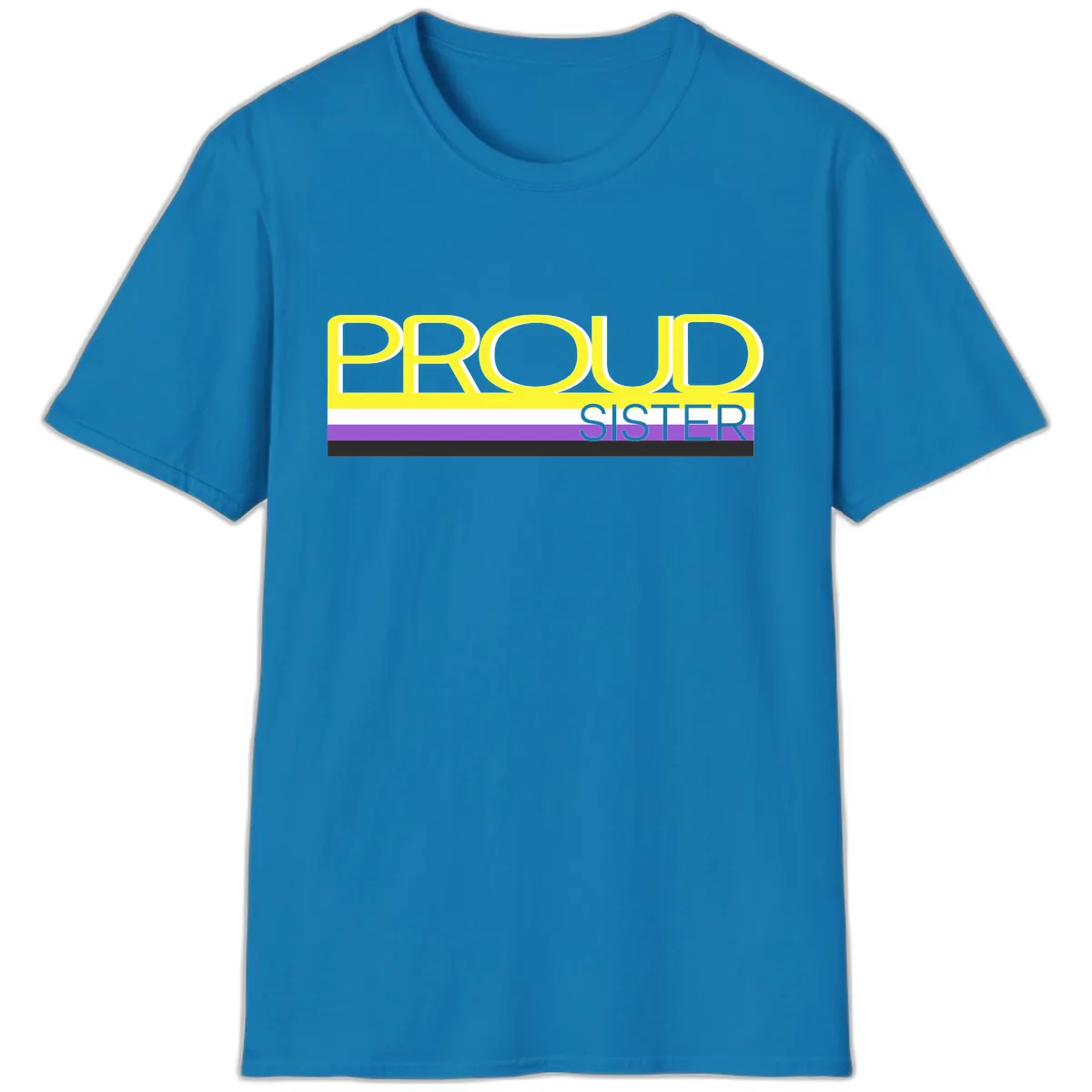 Proud Sister Pride Flag Design T-Shirt in Sapphire
