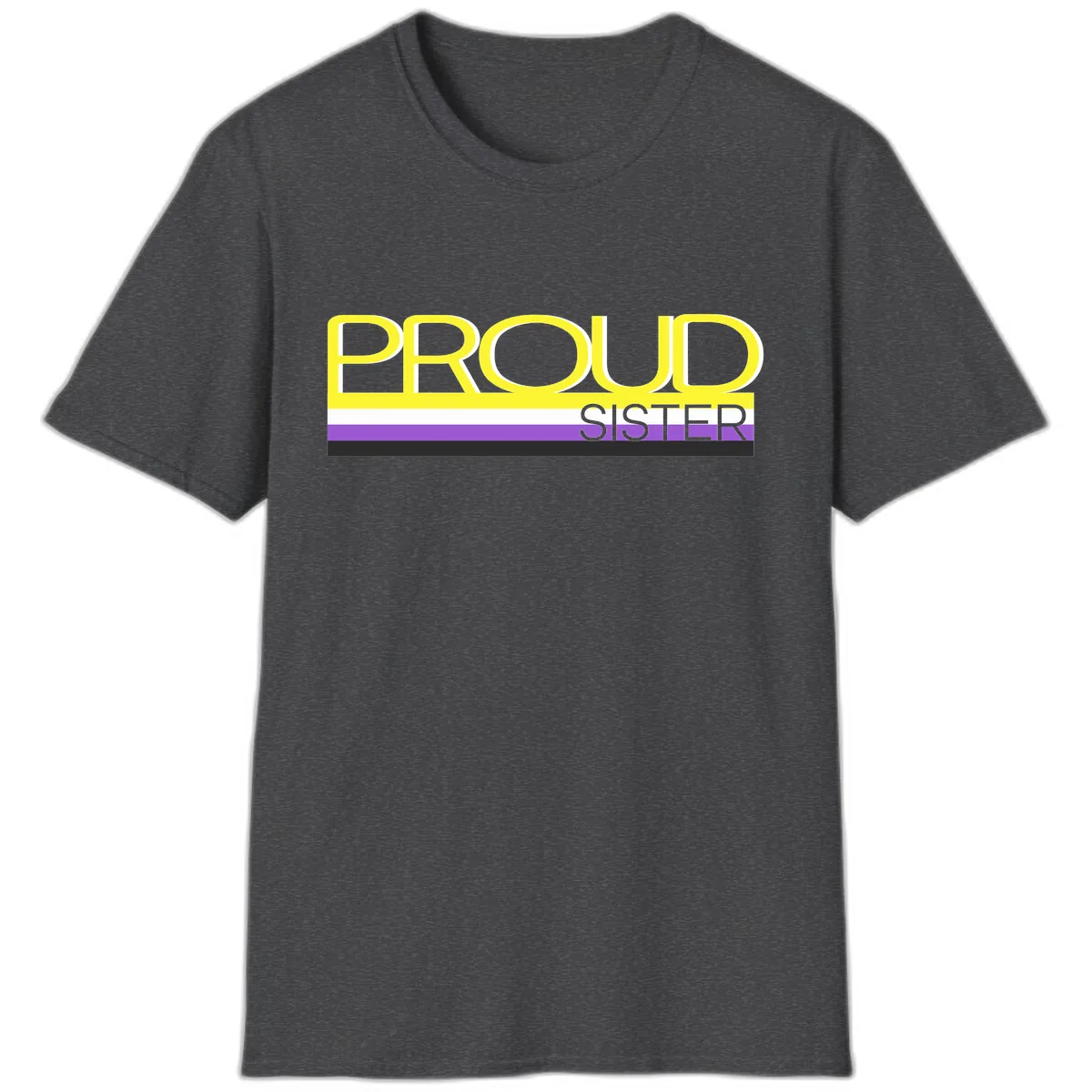 Proud Sister Pride Flag Design T-Shirt in Dark Heather