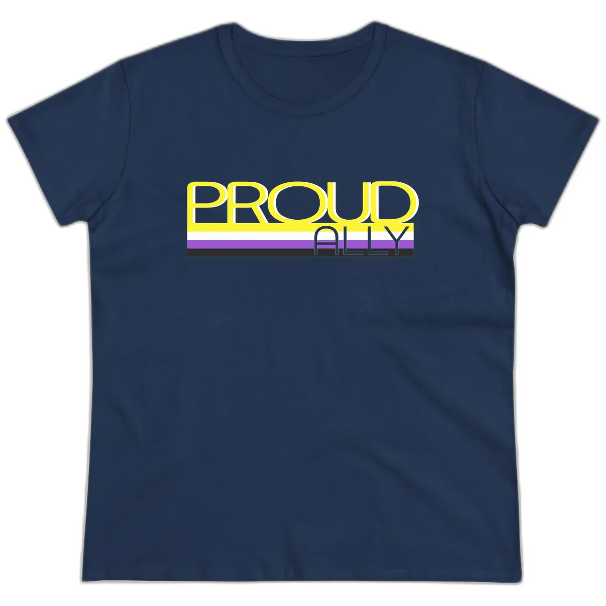 Proud Ally Ladies Tee in Navy