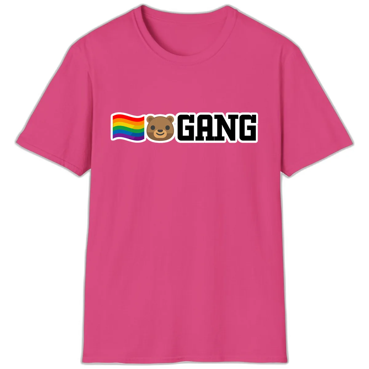 Bear Gang Pride Rainbow T-Shirt in Heliconia