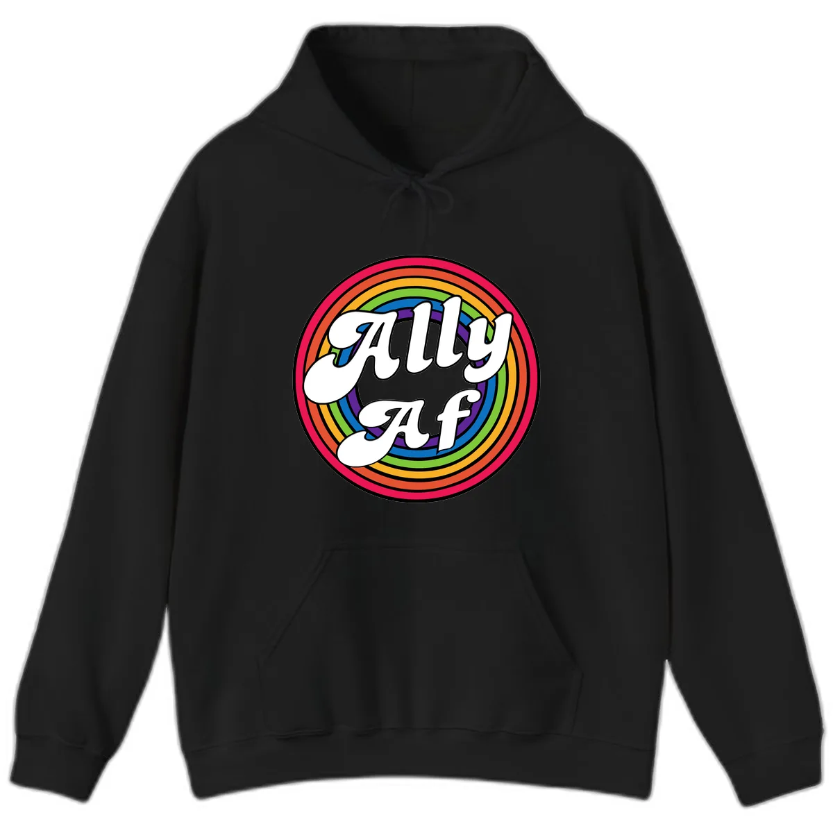 Ally AF Rainbow Pride Hoodie in Black