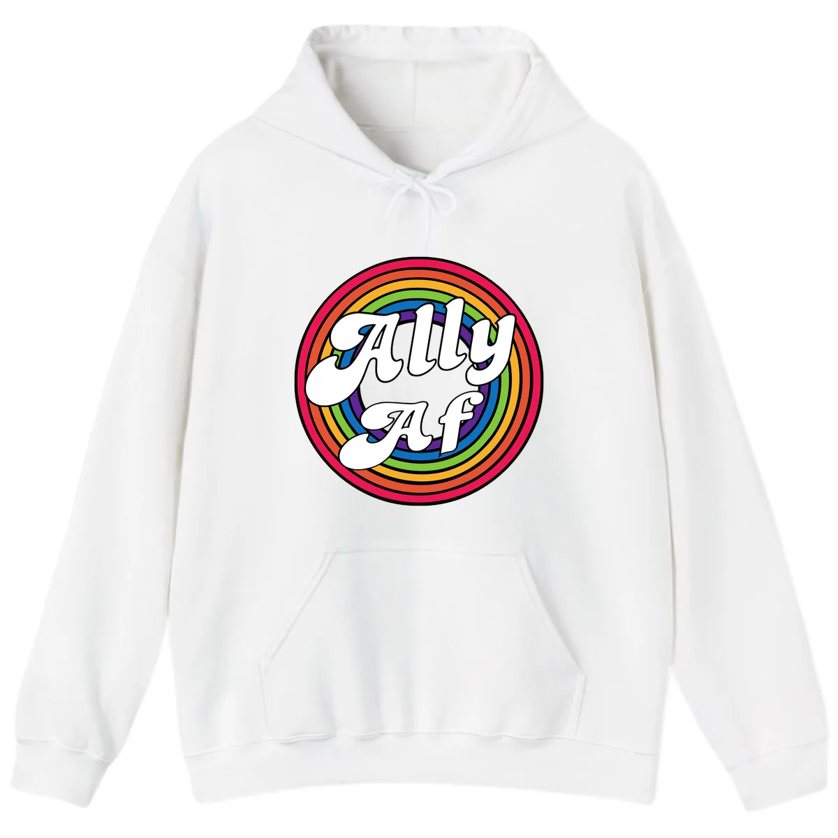 Ally AF Rainbow Pride Hoodie in White
