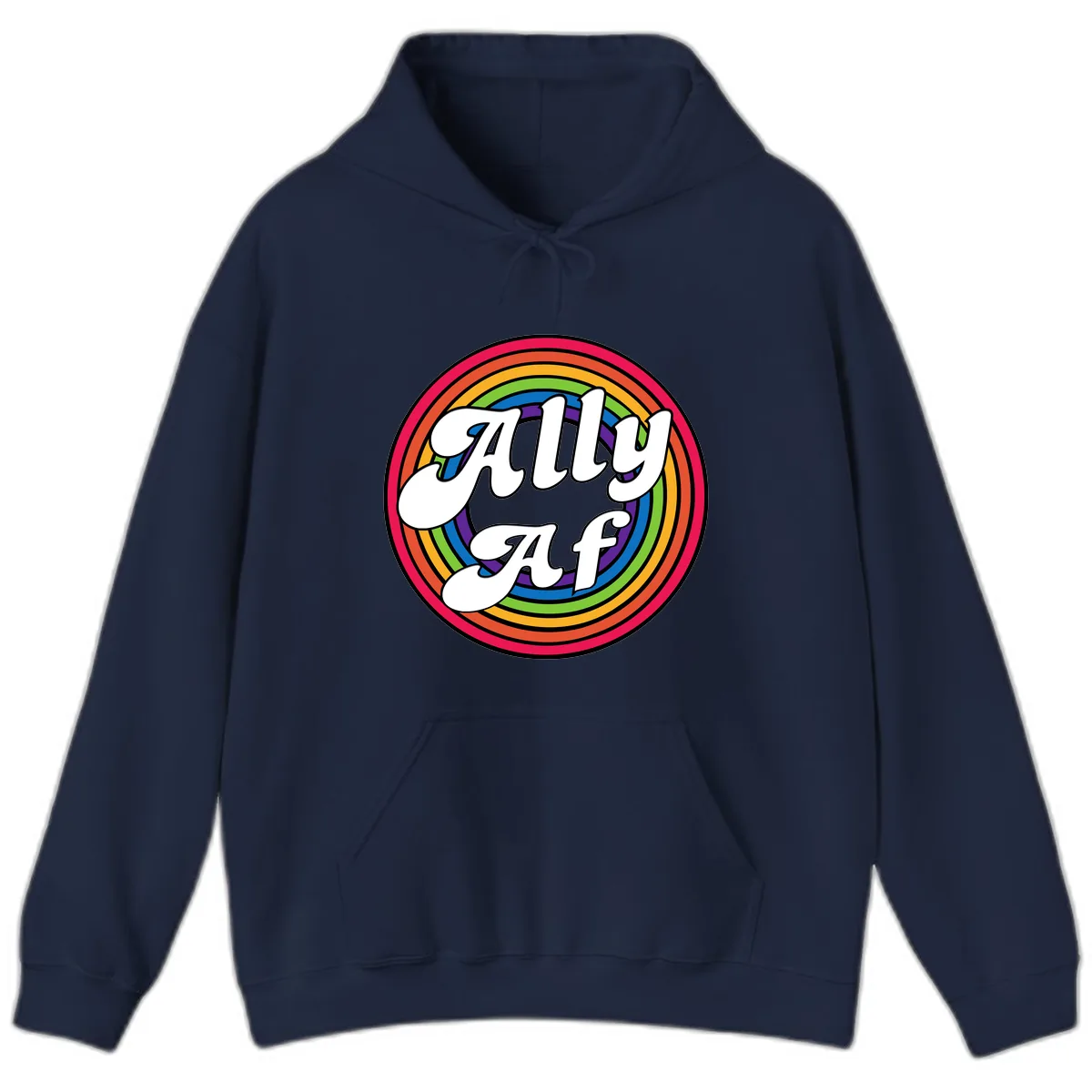 Ally AF Rainbow Pride Hoodie in Navy