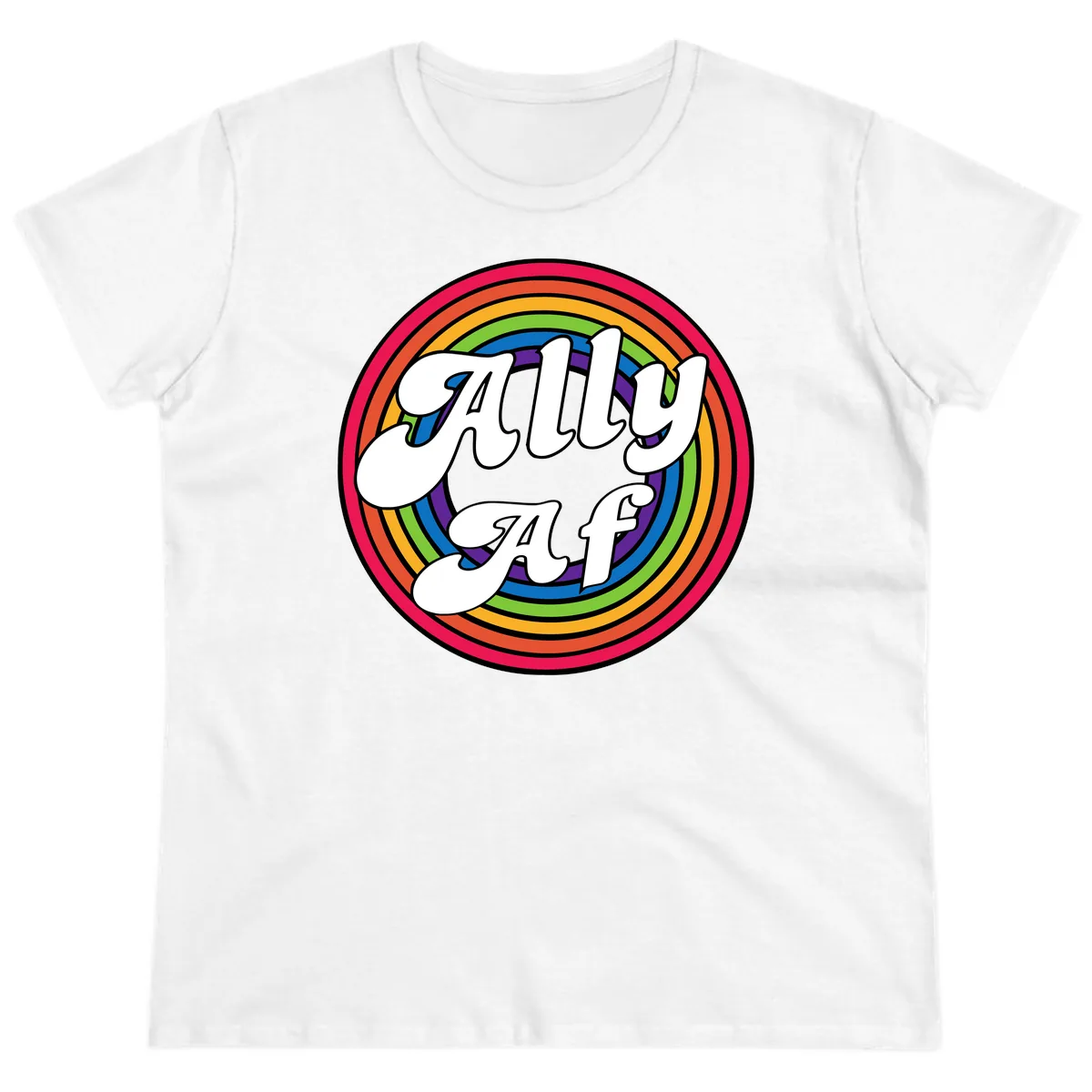 Ally AF Rainbow Pride Ladies Tee in White