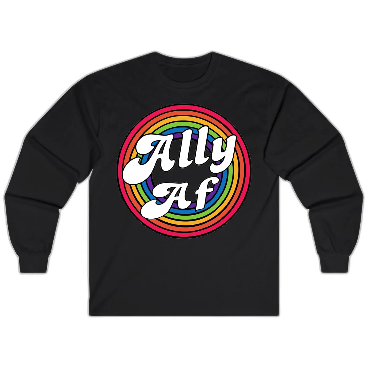 Ally AF Rainbow Pride Long Sleeve in Black