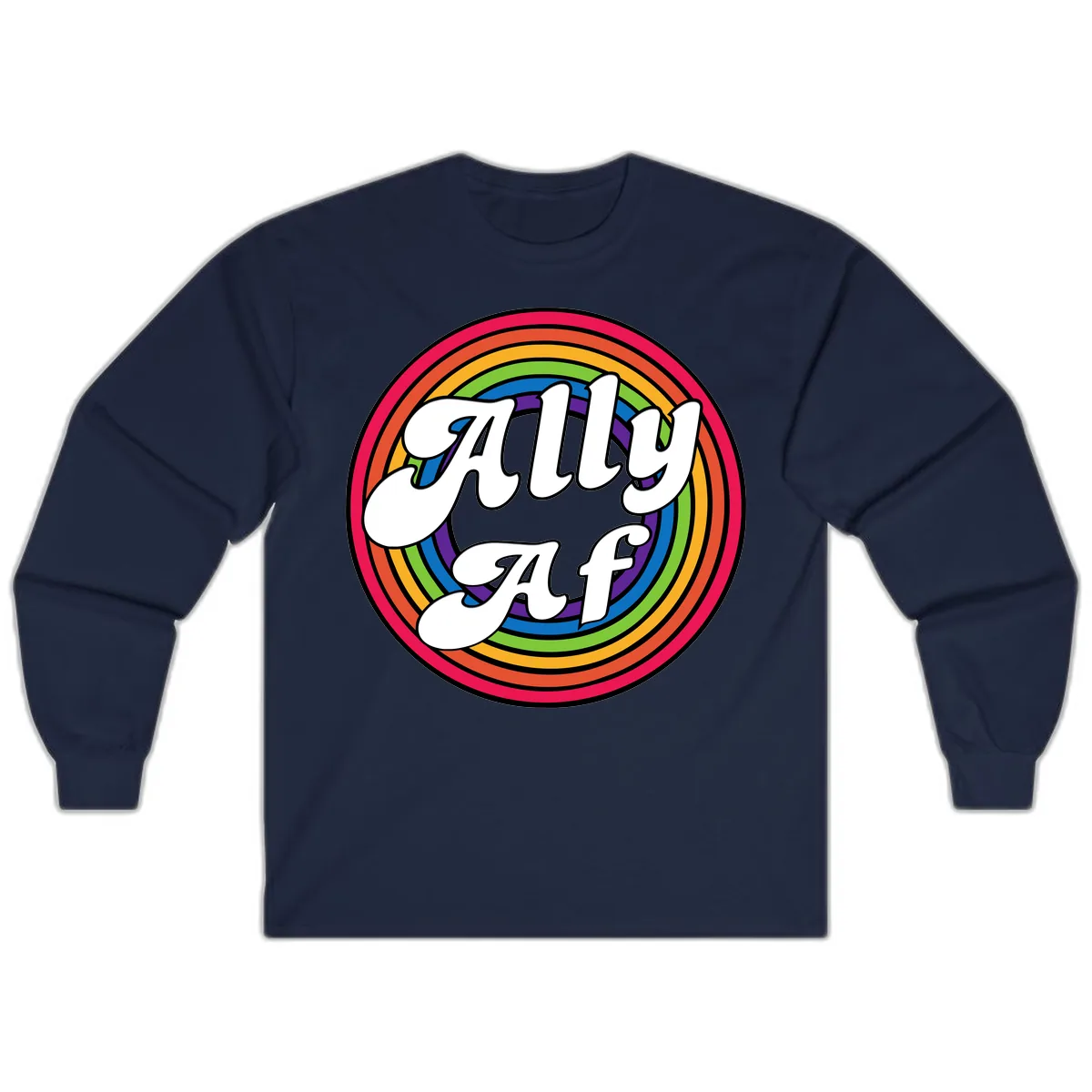 Ally AF Rainbow Pride Long Sleeve in Navy