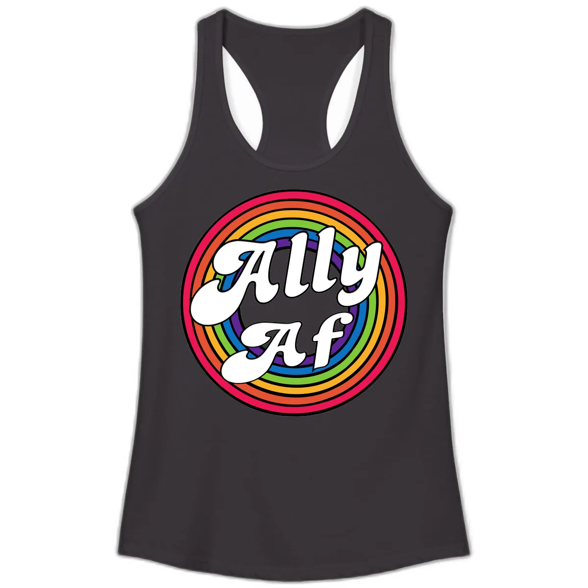 Ally AF Rainbow Pride Ladies Tank in Black