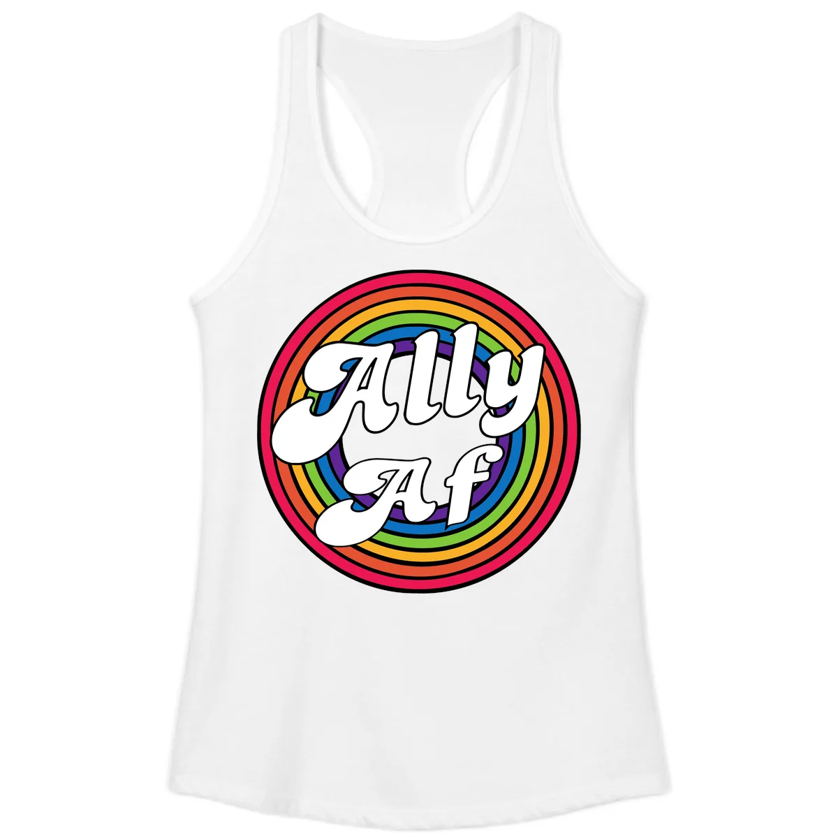 Ally AF Rainbow Pride Ladies Tank in White