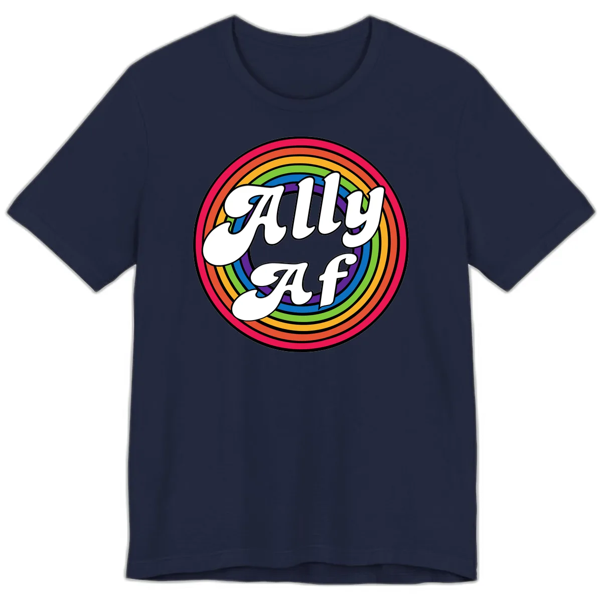 Ally AF Rainbow Pride Premium T-Shirt in Navy