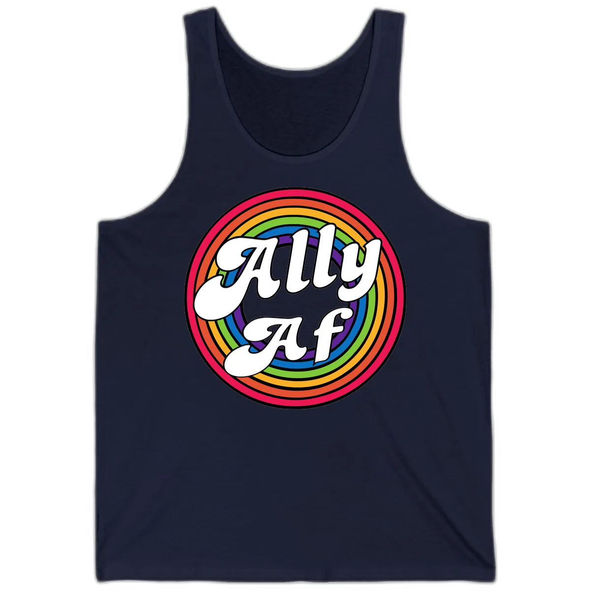Ally AF Rainbow Pride Tank in Navy